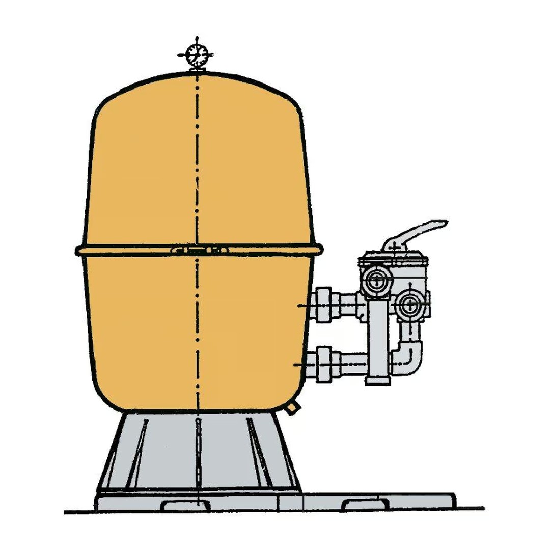 Filtrační zařízení - Dělený Kit 400, 6 m3/h, 230 V, 6 - ti cest. boč. ventil, čerp. Preva 33 4