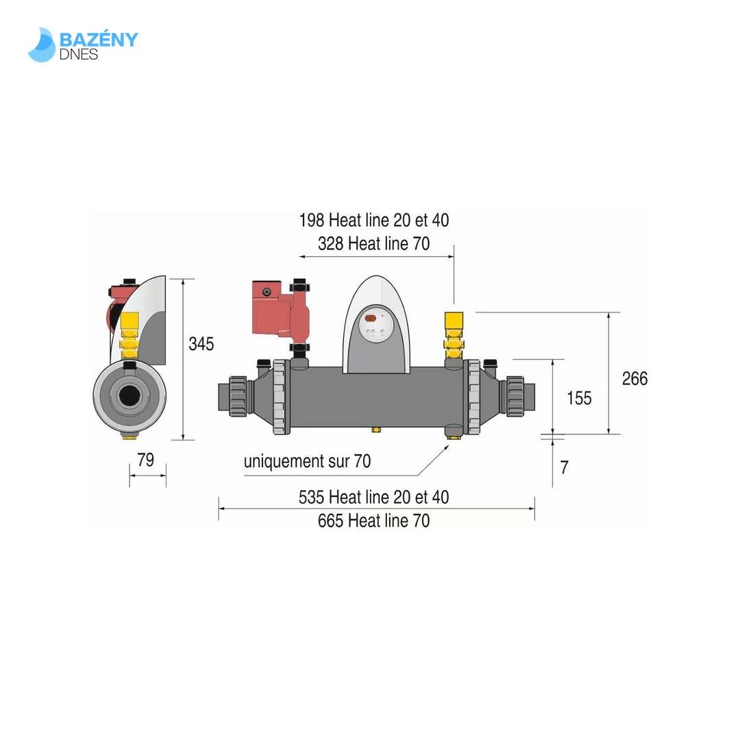 Tepelný výměník ZODIAC HEAT LINE Kompakt s oběhovým čerpadlem; Titan 70 kW 2