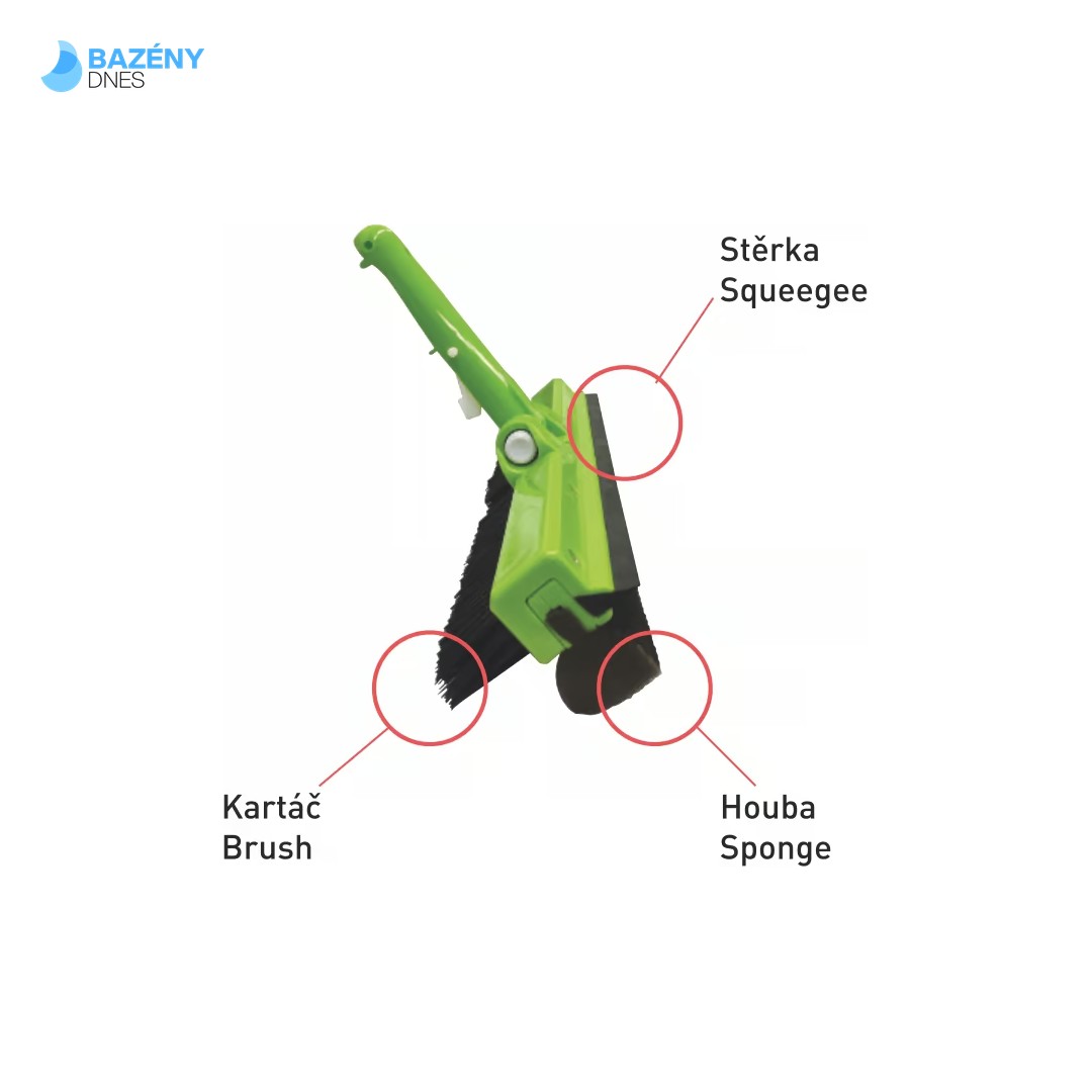 3 v 1 - - Kartáč, stěrka, houba