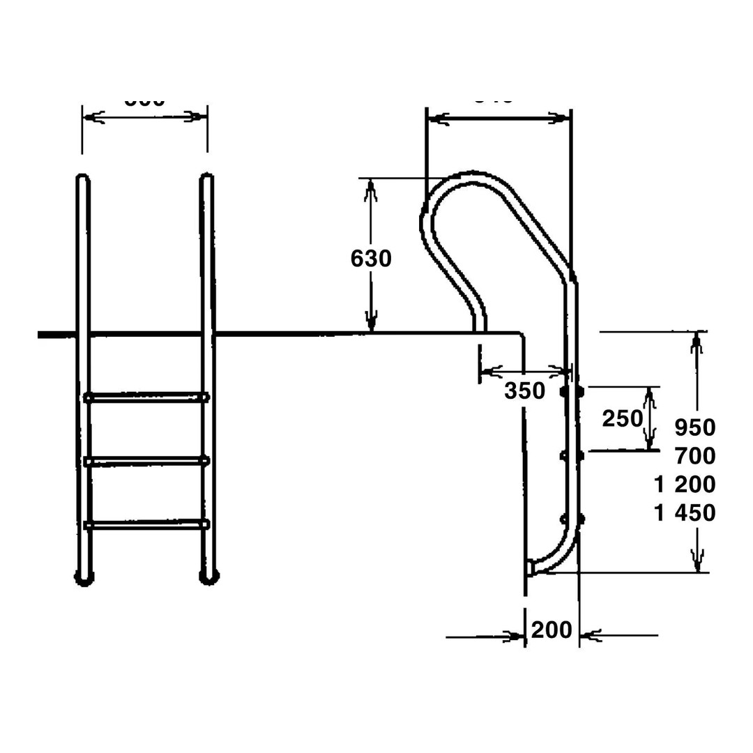 Žebřík nerez Mixta s pouzdrem 2 stupňový, AISI 304 8