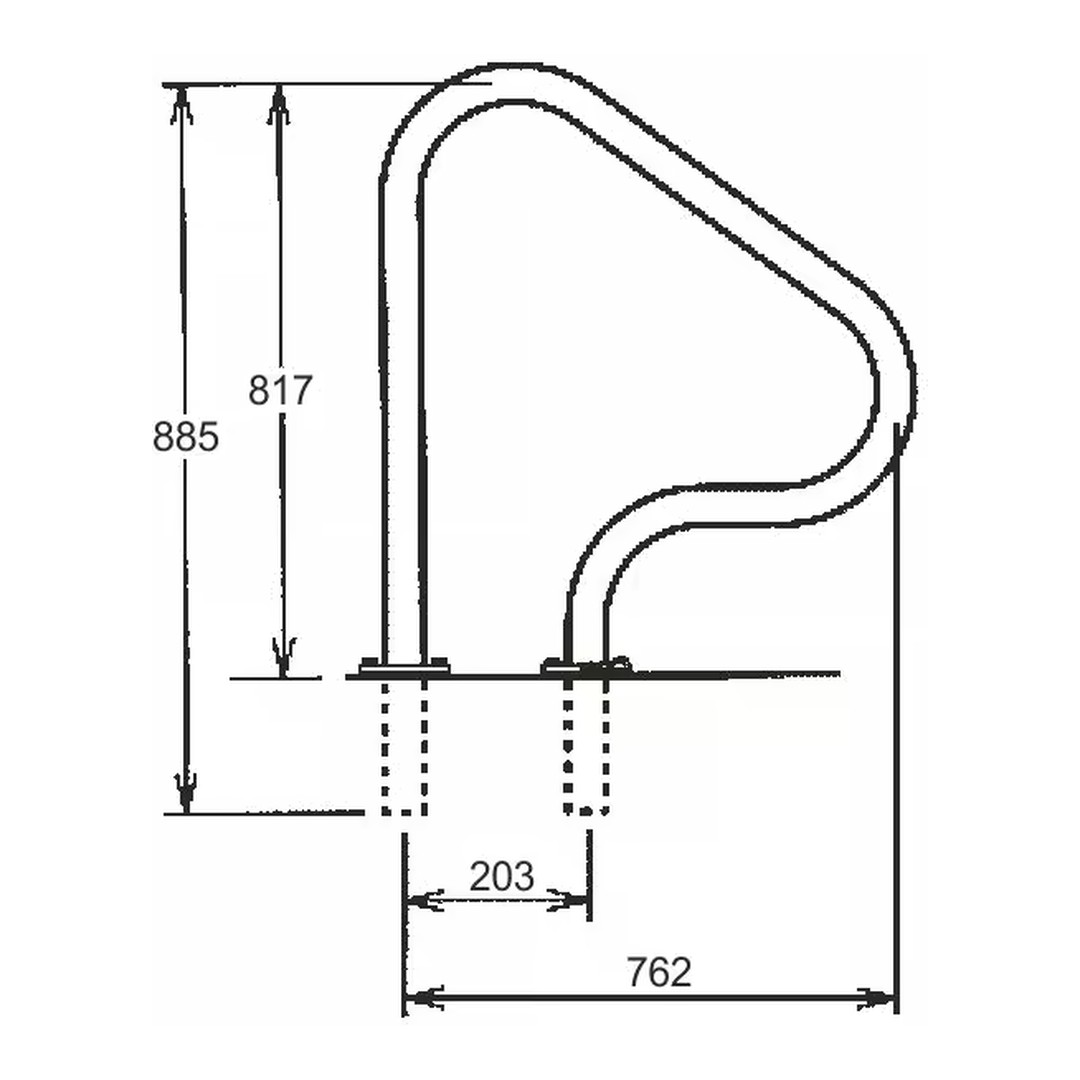 Žebříkové madlo 780mm s pouzdrem a rozetou AISI 316 - 1ks 2