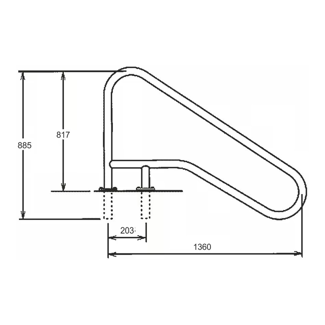 Žebříkové madlo 1360mm s pouzdrem a rozetou AISI 316 - 1ks 2