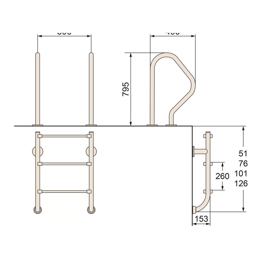 Žebříkové madlo pro výstup - AISI 316 - 1ks 6