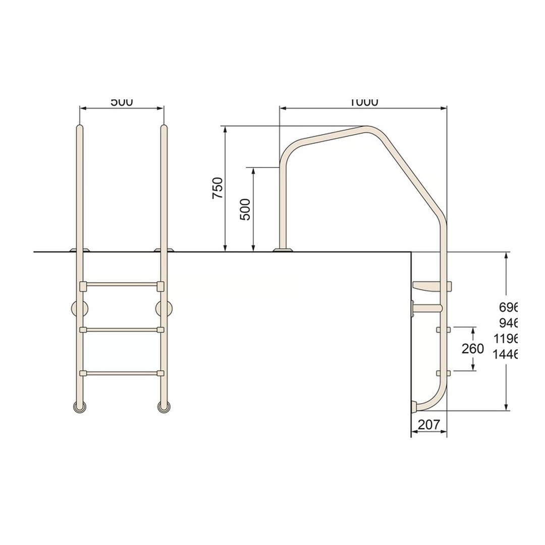 Žebřík nerez Munich - 5 stupňový (AISI 316) 3