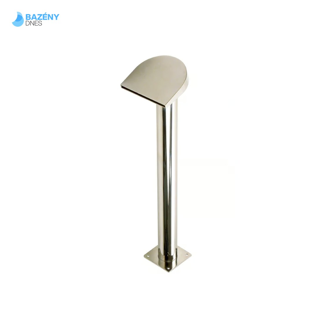 Chrlič - Půlměsíc vysoký, Š200 mm, připojení 75 mm, AISI 316, proud dolů