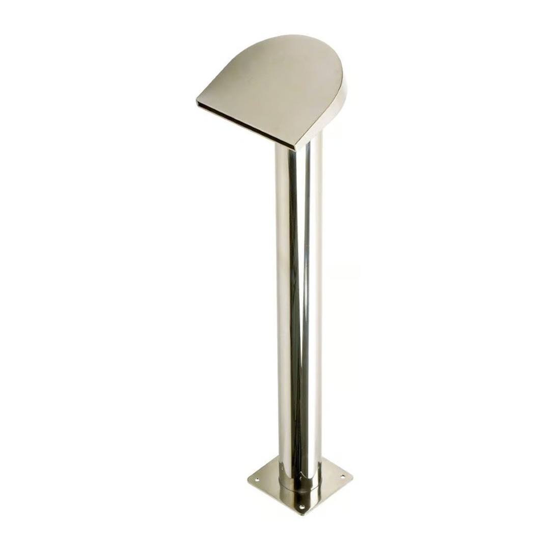 Chrlič - Půlměsíc vysoký, Š200 mm, připojení 75 mm, AISI 316, proud dolů