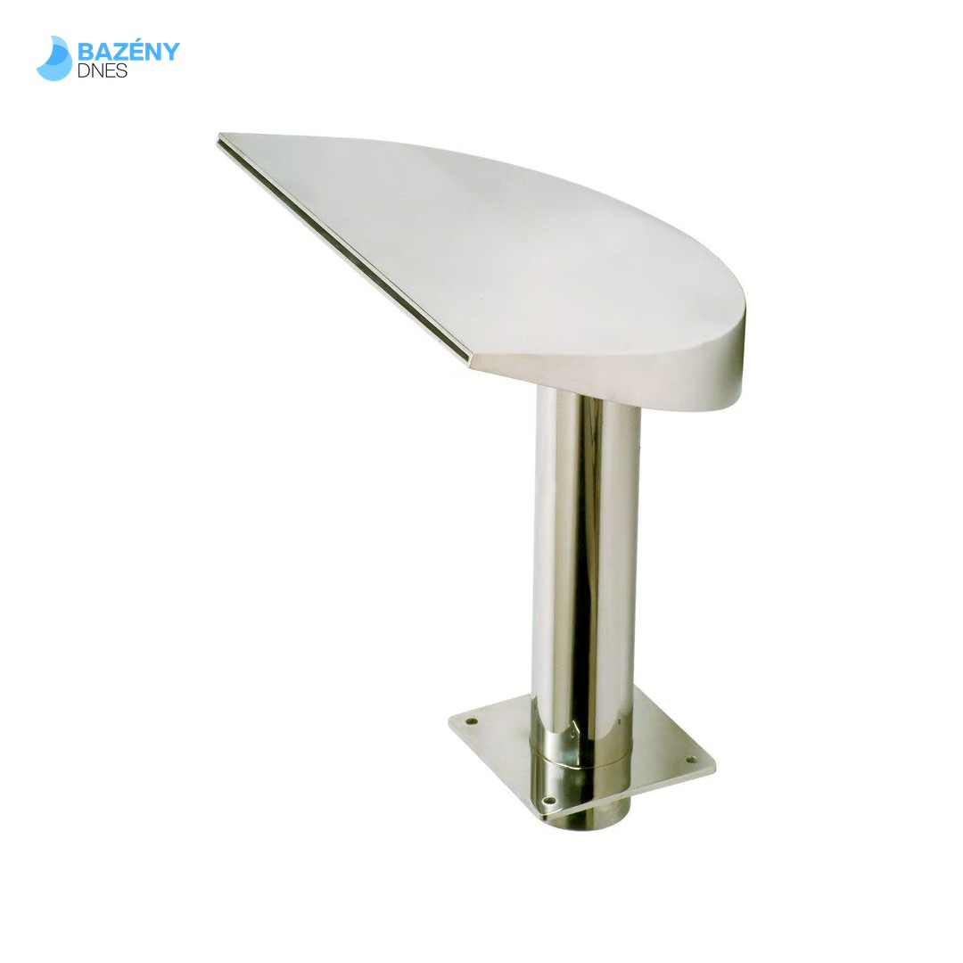 Chrlič - Půlměsíc široký, Š380 mm, připojení 75 mm, AISI 316, proud nahoru