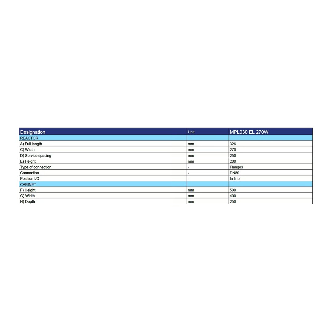 MP 030 EL - UV Sterilizátor středotlaký 270 W, DN80 4