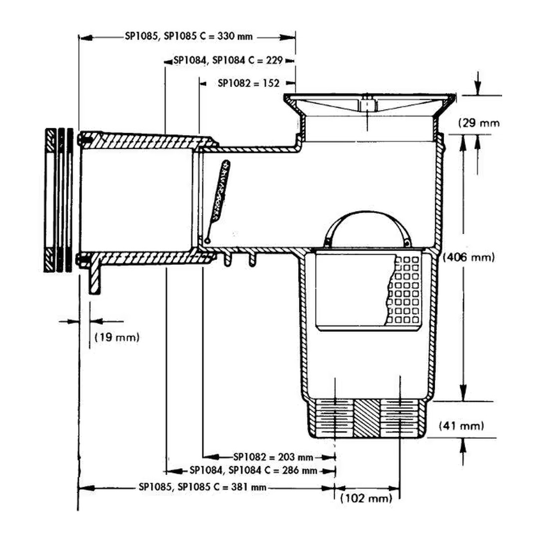 Skimmer Hayward, sání 400 mm x 200 mm, pro fólie, bez vak. kotouče 4