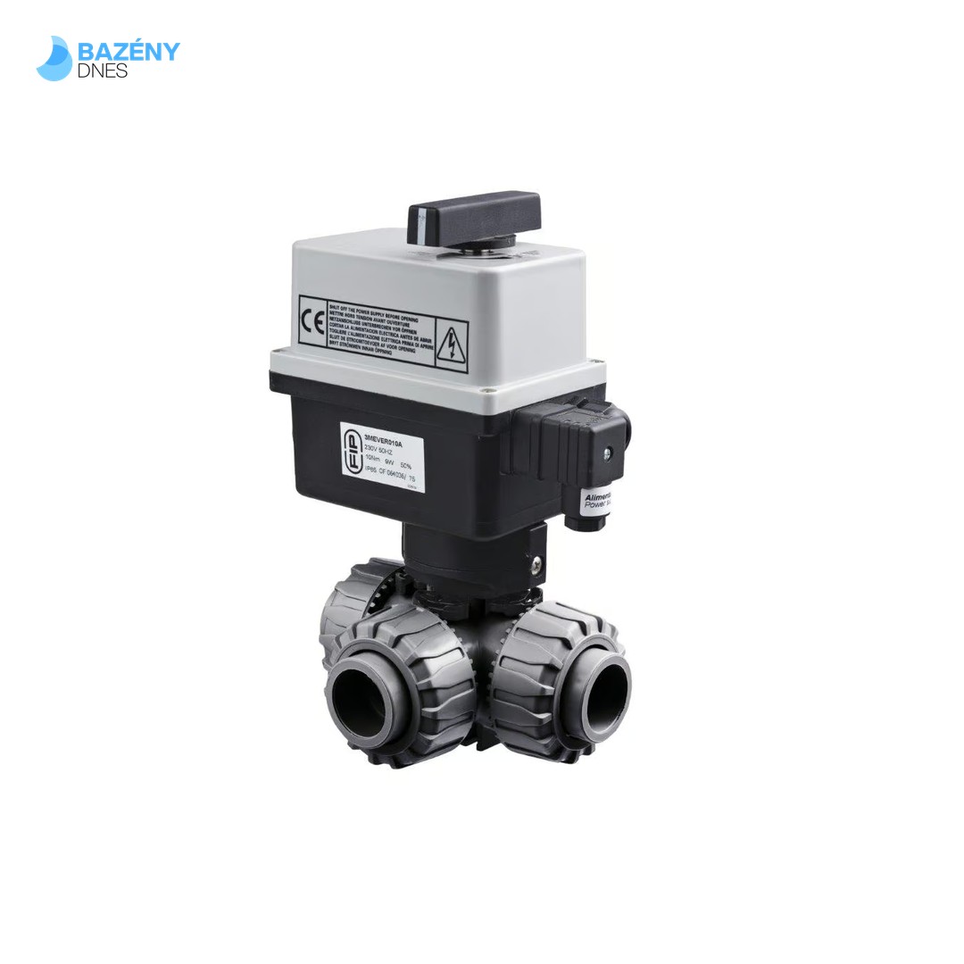 PVC Kulový el. třícestný ventil 32 mm L